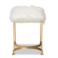 Baxton Studio Gwyn Glam and Luxe White Faux Fur Upholstered and Gold Finished Metal Ottoman | Ottomans | Modishstore - 5