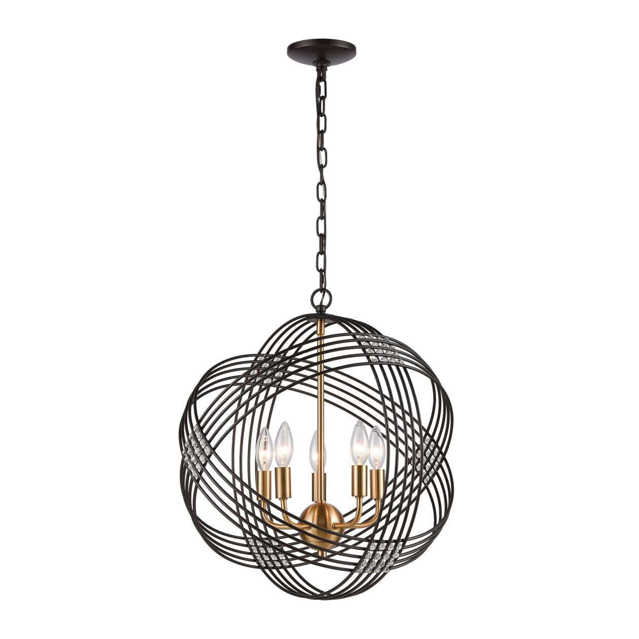 Concentric 5-Light Chandelier in Oil Rubbed Bronze with Clear Crystal Beads ELK Lighting | Chandeliers | Modishstore
