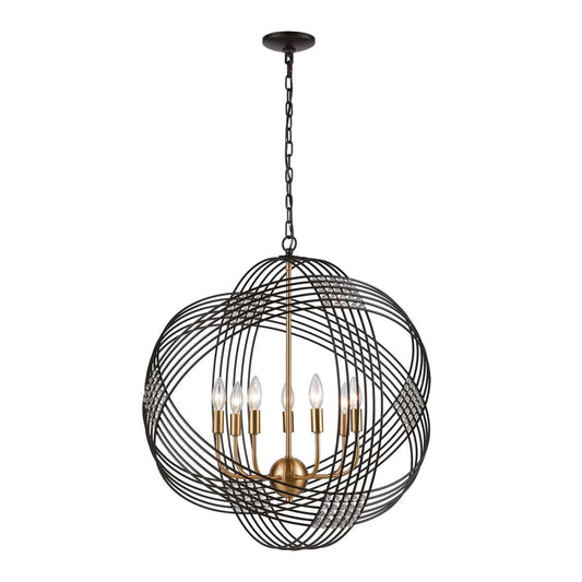 Concentric 7-Light Chandelier in Oil Rubbed Bronze with Clear Crystal Beads ELK Lighting | Chandeliers | Modishstore