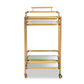Baxton Studio Destin Modern and Contemporary Glam Brushed Gold Finished Metal and Mirrored Glass 2-Tier Mobile Wine Bar Cart | Bar Carts | Modishstore - 5