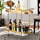 Baxton Studio Kamal Modern and Contemporary Glam Brushed Gold Finished Metal and Mirrored Glass 2-Tier Mobile Wine Bar Cart | Bar Carts | Modishstore - 2