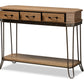 Baxton Studio Kellyn Vintage Rustic Industrial Oak Brown Finished Wood and Black Finished Metal 3-Drawer Console Table  | Console Tables | Modishstore - 7