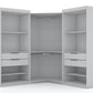 Manhattan Comfort Mulberry Open 3 Sectional Modern Wardrobe Corner Closet with 4 Drawers - Set of 3 in White | Armoires & Wardrobes | Modishstore