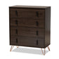 baxton studio baldor modern and contemporary dark brown finished wood and rose gold finished metal 4 drawer bedroom chest | Modish Furniture Store-2