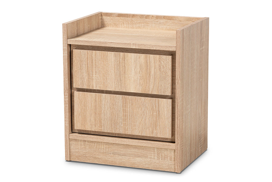 baxton studio hale modern and contemporary oak finished wood 1 door nightstand | Modish Furniture Store-2