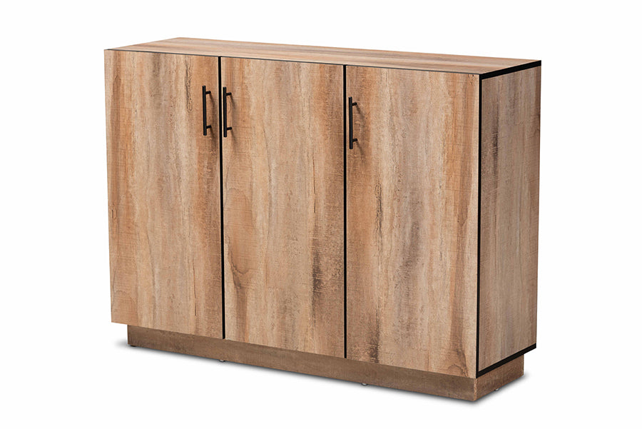 baxton studio patton modern and contemporary natural oak finished wood 3 door dining room sideboard buffet | Modish Furniture Store-2