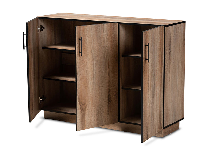 baxton studio patton modern and contemporary natural oak finished wood 3 door dining room sideboard buffet | Modish Furniture Store-3