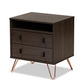 baxton studio glover modern and contemporary dark brown finished wood and rose gold tone finished metal 2 drawer nightstand | Modish Furniture Store-2