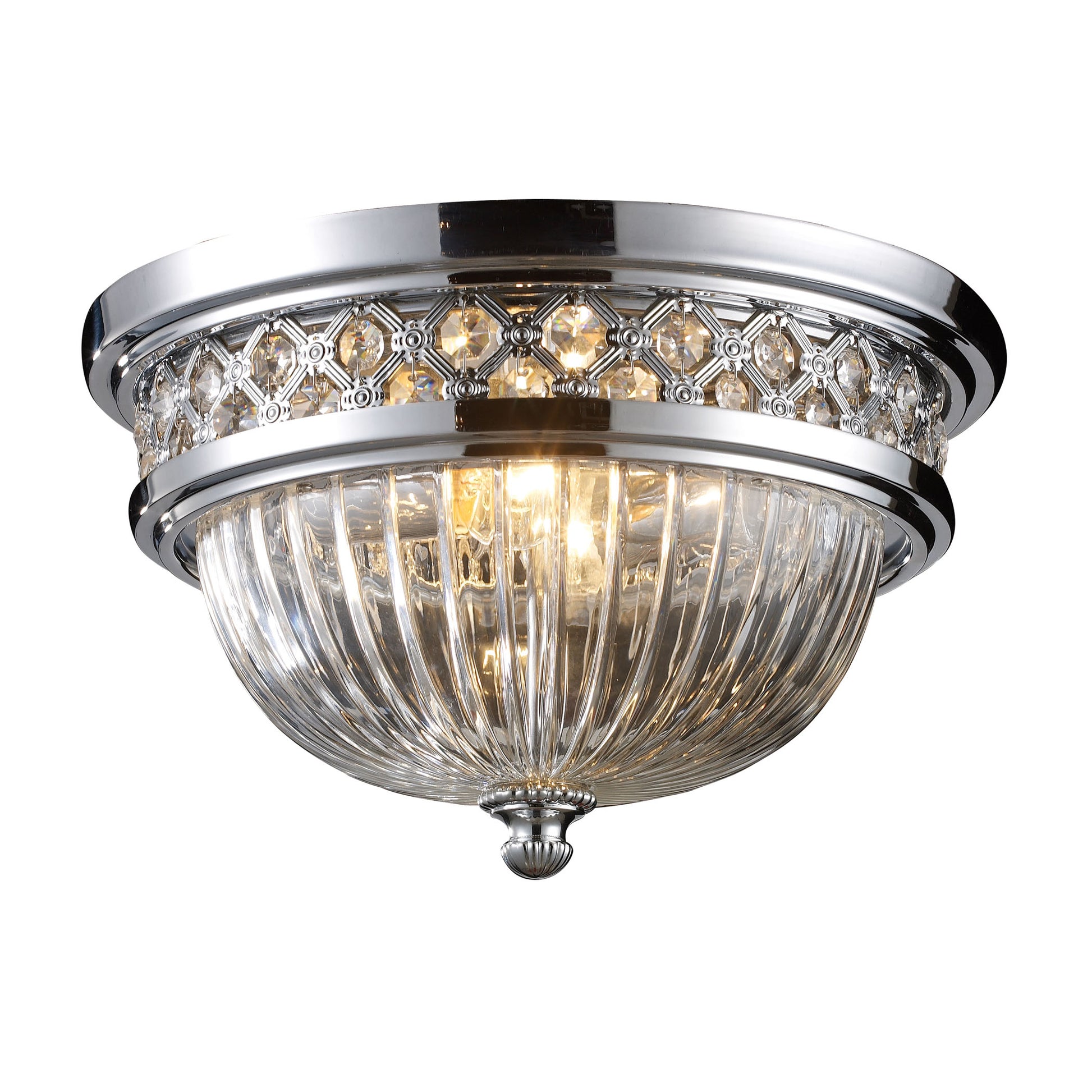 Flushmounts 2-Light Flush Mount in Polished Chrome with Glass and Crystal ELK Lighting | Ceiling Lamps | Modishstore