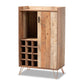 baxton studio mathis modern and contemporary rustic brown finished wood and rose gold finished metal wine storage cabinet | Modish Furniture Store-2