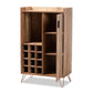 baxton studio mathis modern and contemporary rustic brown finished wood and rose gold finished metal wine storage cabinet | Modish Furniture Store-3
