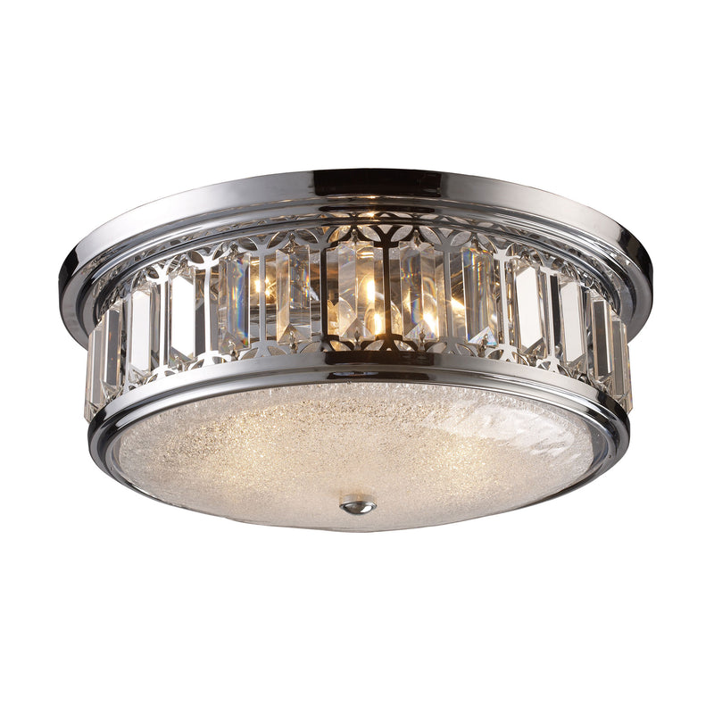Flushmounts 3-Light Flush Mount in Polished Chrome with Glass and Crystal ELK Lighting | Ceiling Lamps | Modishstore