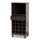 baxton studio trenton modern and contemporary dark brown finished wood 1 drawer wine storage cabinet | Modish Furniture Store-3
