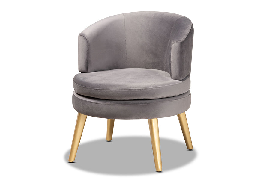 baxton studio baptiste glam and luxe grey velvet fabric upholstered and gold finished wood accent chair | Modish Furniture Store-2