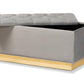 baxton studio powell glam and luxe grey velvet fabric upholstered and gold pu leather storage ottoman | Modish Furniture Store-3