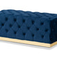 baxton studio corrine glam and luxe navy blue velvet fabric upholstered and gold pu leather ottoman | Modish Furniture Store-2