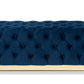 baxton studio corrine glam and luxe navy blue velvet fabric upholstered and gold pu leather ottoman | Modish Furniture Store-3