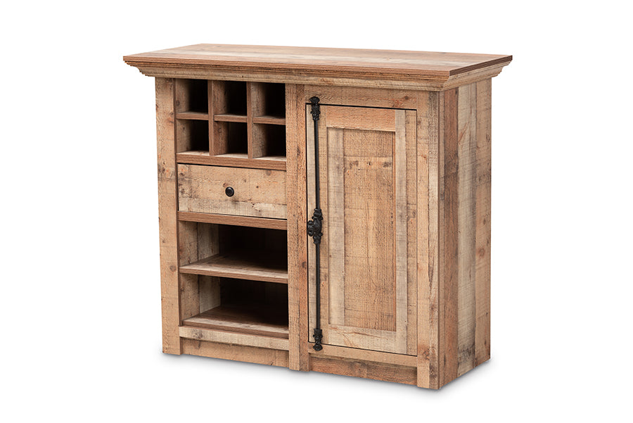 baxton studio albert modern and contemporary farmhouse rustic oak brown finished wood 1 door dining room sideboard buffet | Modish Furniture Store-2
