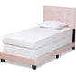 Baxton Studio Caprice Modern and Contemporary Glam Light Pink Velvet Fabric Upholstered Twin Size Panel Bed | Beds | Modishstore - 4