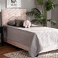 Baxton Studio Caprice Modern and Contemporary Glam Light Pink Velvet Fabric Upholstered Twin Size Panel Bed | Beds | Modishstore