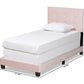 Baxton Studio Caprice Modern and Contemporary Glam Light Pink Velvet Fabric Upholstered Twin Size Panel Bed | Beds | Modishstore - 5