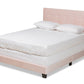 Baxton Studio Caprice Modern and Contemporary Glam Light Pink Velvet Fabric Upholstered Queen Size Panel Bed | Beds | Modishstore - 3