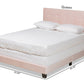 Baxton Studio Caprice Modern and Contemporary Glam Light Pink Velvet Fabric Upholstered Queen Size Panel Bed | Beds | Modishstore - 4