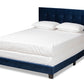 Baxton Studio Caprice Modern and Contemporary Glam Navy Blue Velvet Fabric Upholstered Queen Size Panel Bed | Beds | Modishstore - 4