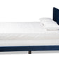 Baxton Studio Caprice Modern and Contemporary Glam Navy Blue Velvet Fabric Upholstered Queen Size Panel Bed | Beds | Modishstore - 2