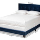 Baxton Studio Caprice Modern and Contemporary Glam Navy Blue Velvet Fabric Upholstered Queen Size Panel Bed | Beds | Modishstore - 5