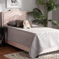 Baxton Studio Benjen Modern and Contemporary Glam Light Pink Velvet Fabric Upholstered Twin Size Panel Bed | Beds | Modishstore