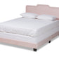 Baxton Studio Benjen Modern and Contemporary Glam Light Pink Velvet Fabric Upholstered Queen Size Panel Bed | Beds | Modishstore - 4