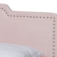 Baxton Studio Benjen Modern and Contemporary Glam Light Pink Velvet Fabric Upholstered Full Size Panel Bed | Beds | Modishstore - 3