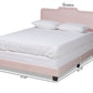 Baxton Studio Benjen Modern and Contemporary Glam Light Pink Velvet Fabric Upholstered Queen Size Panel Bed | Beds | Modishstore - 5