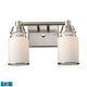Bryant 2-Light Vanity Lamp in Satin Nickel with Opal White Glass - Includes LED Bulbs | Vanity Light | Modishstore