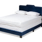 Baxton Studio Benjen Modern and Contemporary Glam Navy Blue Velvet Fabric Upholstered Full Size Panel Bed | Beds | Modishstore - 4