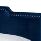 Baxton Studio Benjen Modern and Contemporary Glam Navy Blue Velvet Fabric Upholstered Full Size Panel Bed | Beds | Modishstore - 3