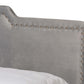 Baxton Studio Benjen Modern and Contemporary Glam Grey Velvet Fabric Upholstered Queen Size Panel Bed | Beds | Modishstore - 5