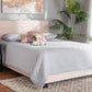 Baxton Studio Tamira Modern and Contemporary Glam Light Pink Velvet Fabric Upholstered Full Size Panel Bed | Beds | Modishstore