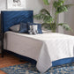 baxton studio tamira modern and contemporary glam navy blue velvet fabric upholstered twin size panel bed | Modish Furniture Store-2