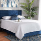 Baxton Studio Tamira Modern and Contemporary Glam Navy Blue Velvet Fabric Upholstered Full Size Panel Bed | Modishstore | Beds