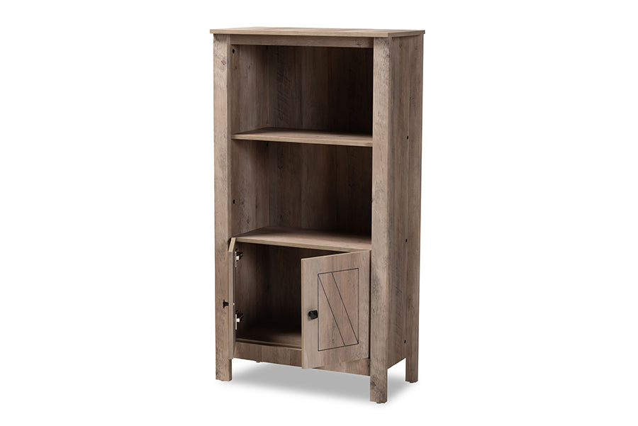 baxton studio derek modern and contemporary transitional natural oak finished wood 3 tier bookcase | Modish Furniture Store-3