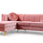 Divani Casa Rachel Modern Pink Velvet Sectional Sofa | Modishstore | Sofas-3