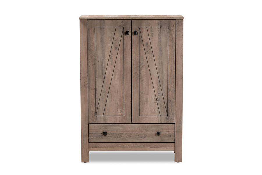 Baxton Studio Derek Modern and Contemporary Transitional Natural Oak Finished Wood 1-Drawer Shoe Cabinet | Cabinets | Modishstore - 6