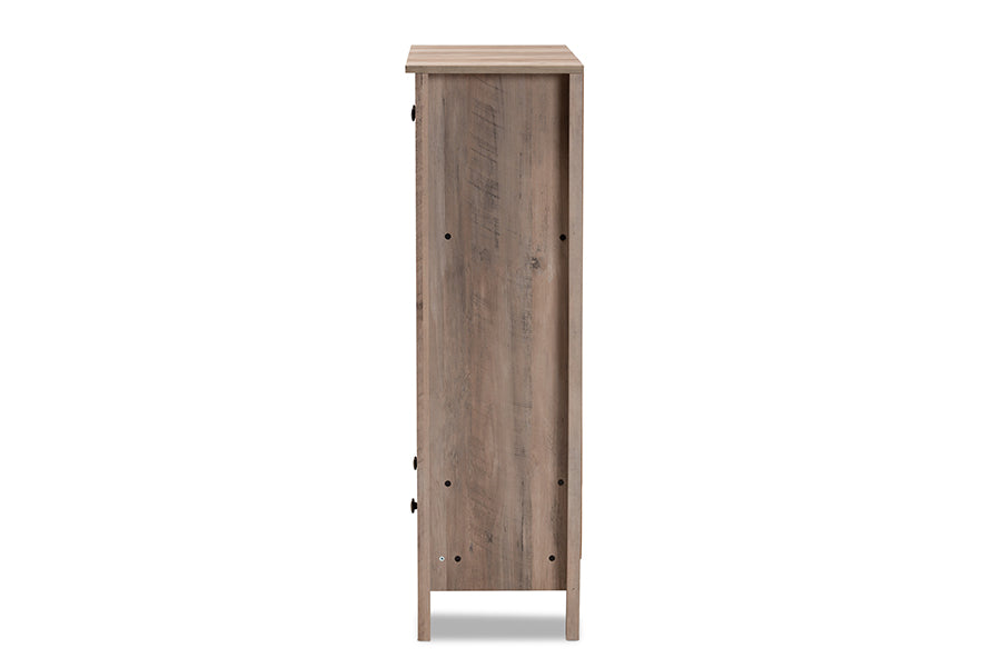 Baxton Studio Derek Modern and Contemporary Transitional Natural Oak Finished Wood 1-Drawer Shoe Cabinet | Cabinets | Modishstore - 5