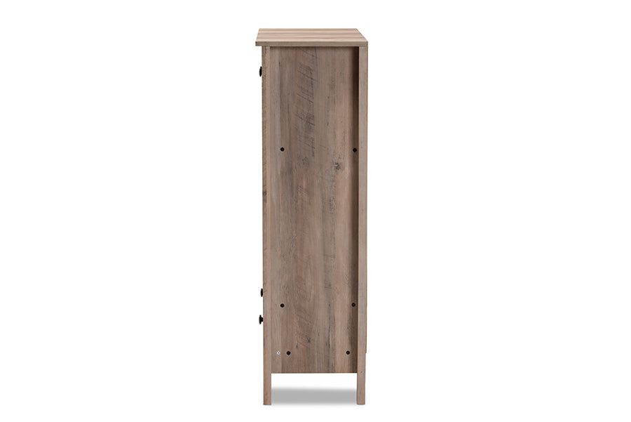 Baxton Studio Derek Modern and Contemporary Transitional Natural Oak Finished Wood 1-Drawer Shoe Cabinet | Cabinets | Modishstore - 5