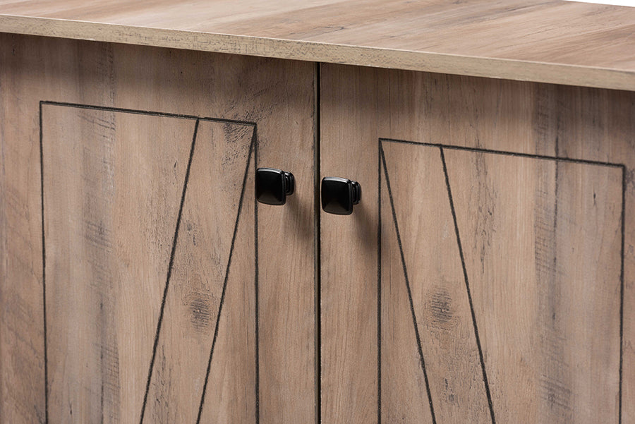 Baxton Studio Derek Modern and Contemporary Transitional Natural Oak Finished Wood 1-Drawer Shoe Cabinet | Cabinets | Modishstore - 4