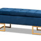 baxton studio ellery luxe and glam navy blue velvet fabric upholstered and gold finished metal storage ottoman | Modish Furniture Store-2