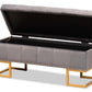 baxton studio ellery luxe and glam grey velvet fabric upholstered and gold finished metal storage ottoman | Modish Furniture Store-3