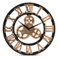 baxton studio randolph industrial vintage style black and distressed brown finished wood wall clock | Modish Furniture Store-2
